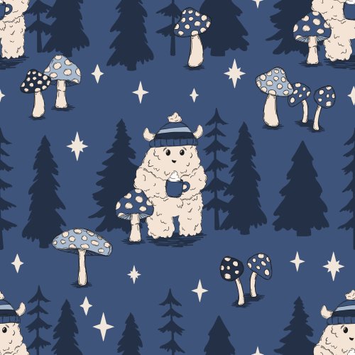 yeti in mushroom forest