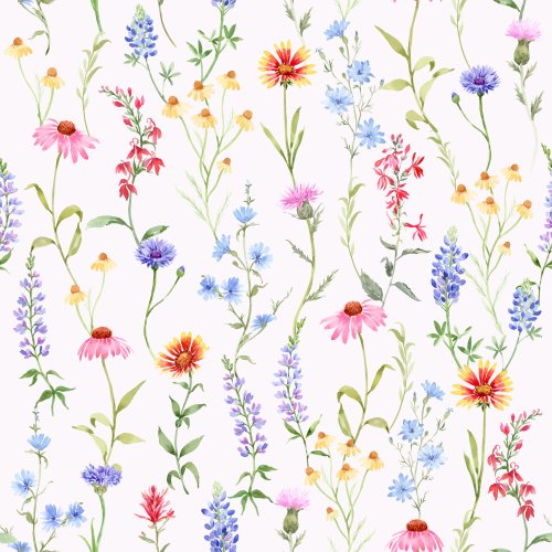 bright colorful watercolor wildflowers