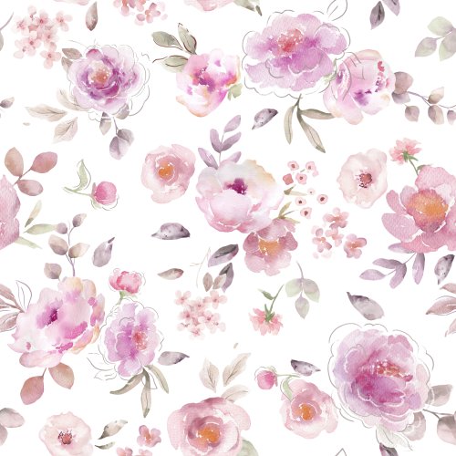 Watercolor peony and roses flower design. Hand painted.