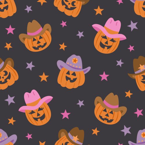 Pumpkin Cowboys Halloween Pattern