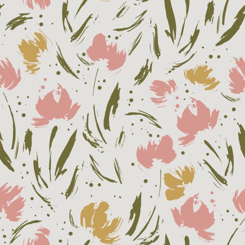 scattered abstract flowers and leaves