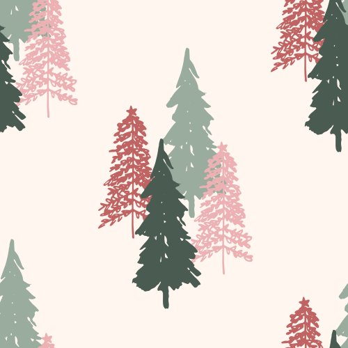 Pink and green winter trees