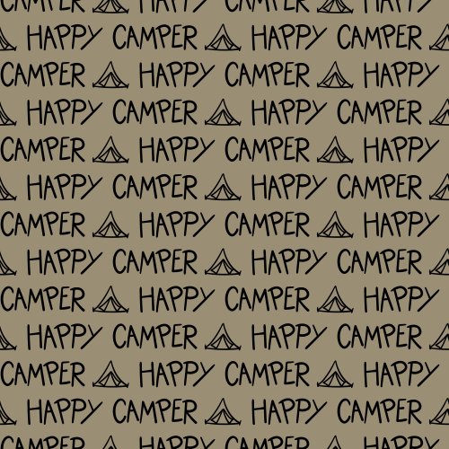 happy camper text with tent outlines
