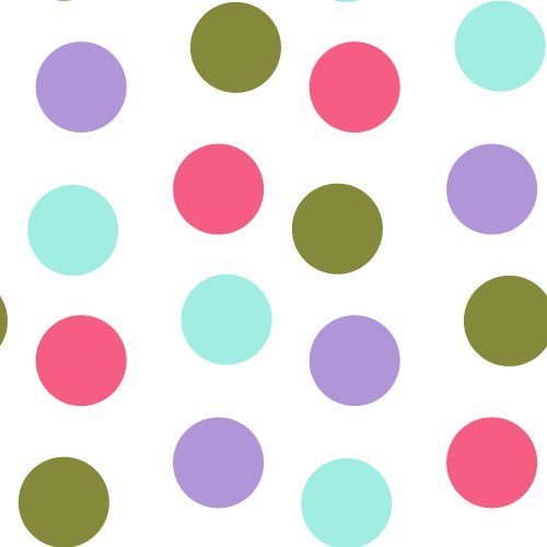 multi colored pastel dots on white background
