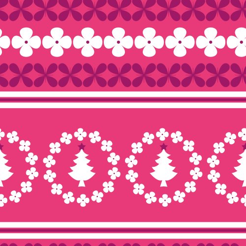 A holiday stripe with Christmas trees and flowers