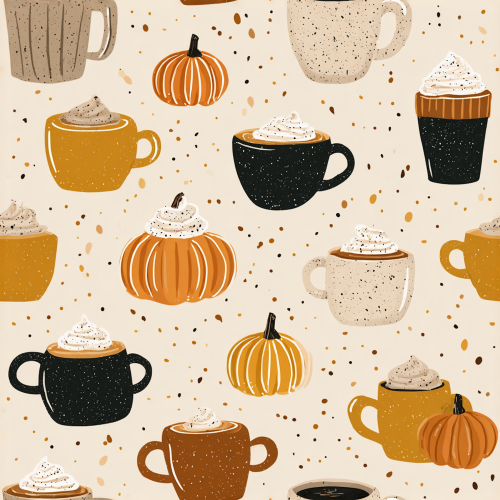 coffee cups and pumpkins