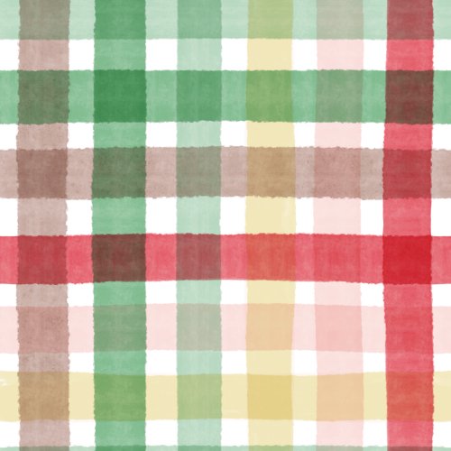 a watercolor plaid with green, pink, shades of green, brown on white background